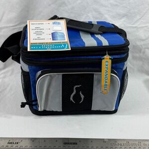 Olivet International Expandable 6 Can Cooler Bag Blue Hard Plastic Liner NWT